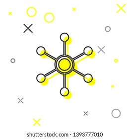 Grey Network line icon isolated on white background. Global network connection. Global technology or social network. Connecting dots and lines. Vector Illustration