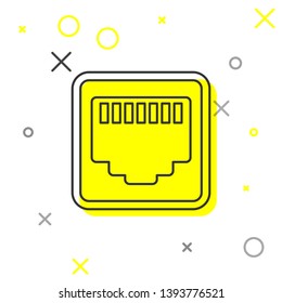 Grey Network port - cable socket line icon isolated on white background. LAN, ethernet port sign. Local area connector icon. Vector Illustration