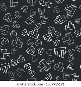 Grey NFC Payment icon isolated seamless pattern on black background. Mobile payment. NFC smartphone concept. Transfer icon.  Vector Illustration