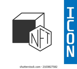Icono de arte criptográfico digital gris NFT aislado en fondo blanco. token no fungible.  Vector