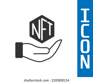 Icono de arte criptográfico digital gris NFT aislado en fondo blanco. token no fungible.  Vector