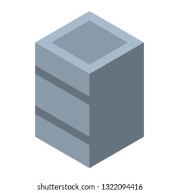 Grey nightstand icon. Isometric of grey nightstand vector icon for web design isolated on white background