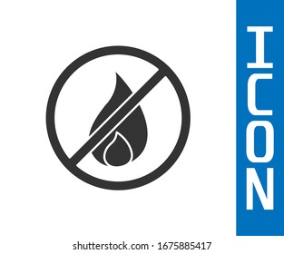 Grey No fire icon isolated on white background. Fire prohibition and forbidden.  Vector Illustration