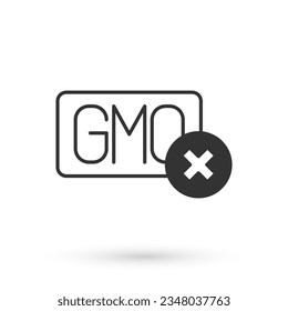 Grey No GMO icon isolated on white background. Genetically modified organism acronym. Dna food modification.  Vector