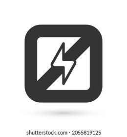 Gris Ningún icono de relámpago aislado en el fondo blanco. Sin electricidad.  Vector
