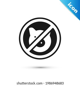 Grey No pig icon isolated on white background. Stop pork. Animal symbol.  Vector