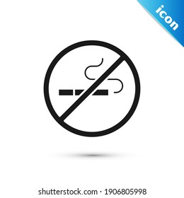 Grey No Smoking icon isolated on white background. Cigarette symbol.  Vector