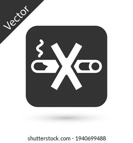 Grey No Smoking icon isolated on white background. Cigarette symbol. Vector