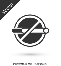 Grey No smoking icon isolated on white background. Cigarette smoking prohibited sign.  Vector