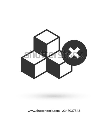 Grey No sugar free icon isolated on white background. Sugar cubes. Sweet, nutritious, tasty. Refined sugar.  Vector