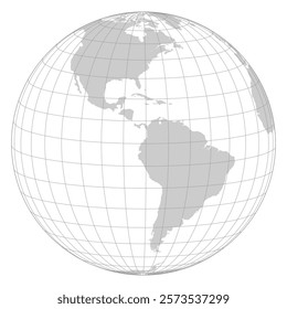 Grey North America and South America map. Vector Map Illustration.