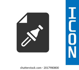 Grey Note paper with pinned pushbutton icon isolated on white background. Memo paper sign.  Vector