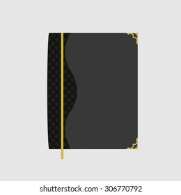 Grey notebook with bookmark. Vector illustration