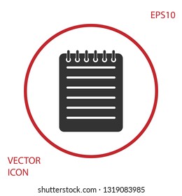 Grey Notebook icon isolated on white background. Spiral notepad icon. Writing pad.  