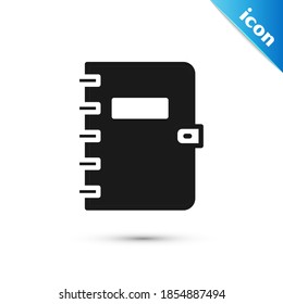 Icono de bloc de notas gris aislado en fondo blanco. Icono de bloc de notas en espiral. Cuaderno escolar. Almohadilla de escritura. Diario para la escuela.  Vector