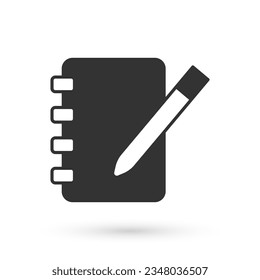 Grey Notebook icon isolated on white background. Spiral notepad icon. School notebook. Writing pad. Diary for school.  Vector