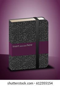 Grey notebook with a purple label - textbook, diary, sketchbook, notepad, copybook.