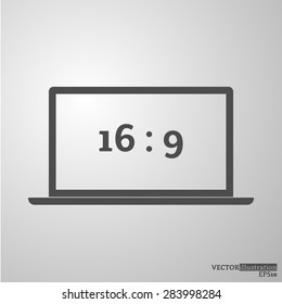 Grey notebook silhouette 16:9. Vector illustration.