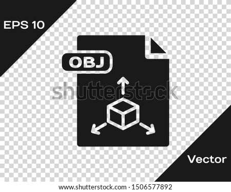 Grey OBJ file document. Download obj button icon isolated on transparent background. OBJ file symbol.  Vector Illustration