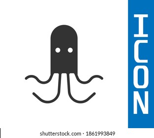 Grey Octopus icon isolated on white background.  Vector