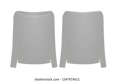 Grey off shoulder sweater. vector illustration