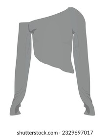 Grey off shoulders t shirt. vector