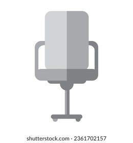 Grey office chair with armrests flat vector icon. Cartoon drawing or illustration of furniture or element for apartment or house on white background. Interior design, furniture concept