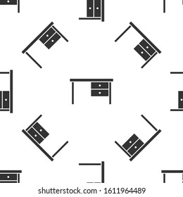Grey Office desk icon isolated seamless pattern on white background.  Vector Illustration