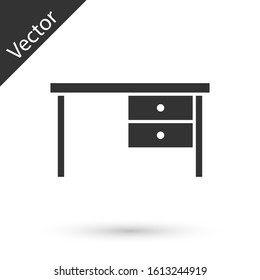 Grey Office desk icon isolated on white background.  Vector Illustration