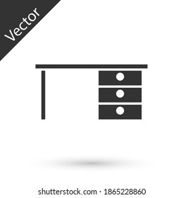 Grey Office desk icon isolated on white background.  Vector