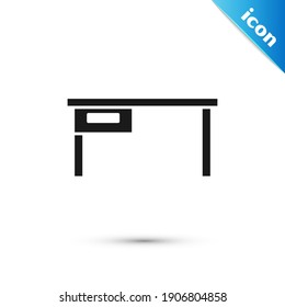 Grey Office desk icon isolated on white background.  Vector