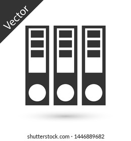 Grey Office folders with papers and documents icon isolated on white background. Office binders. Archives folder sign.  Vector Illustration