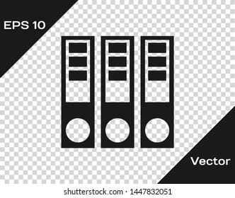 Grey Office folders with papers and documents icon isolated on transparent background. Office binders. Archives folder sign.  Vector Illustration