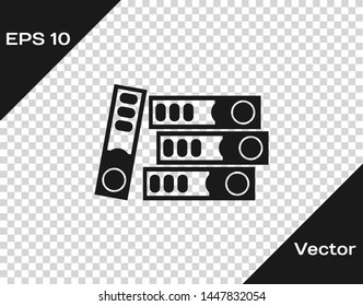 Grey Office folders with papers and documents icon isolated on transparent background. Office binders. Archives folder sign.  Vector Illustration