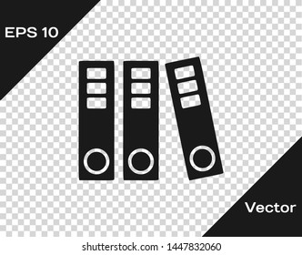 Grey Office folders with papers and documents icon isolated on transparent background. Office binders. Archives folder sign.  Vector Illustration