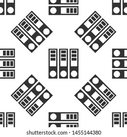 Grey Office folders with papers and documents icon isolated seamless pattern on white background. Office binders. Archives folder sign.  Vector Illustration