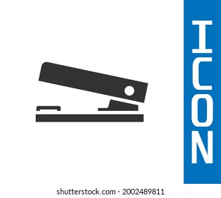 Grey Office stapler icon isolated on white background. Stapler, staple, paper, cardboard, office equipment.  Vector Illustration