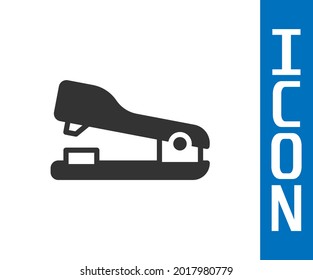 Grey Office stapler icon isolated on white background. Stapler, staple, paper, cardboard, office equipment.  Vector
