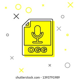 Grey OGG file document icon. Download ogg button line icon isolated on white background. OGG file symbol. Vector Illustration