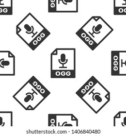 Grey OGG file document icon. Download ogg button icon isolated seamless pattern on white background. OGG file symbol. Vector Illustration