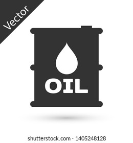 Grey Oil barrel icon isolated on white background. Oil drum container. For infographics, fuel, industry, power, ecology. Vector Illustration
