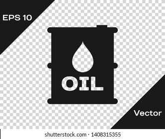 Grey Oil barrel icon isolated on transparent background. Oil drum container. For infographics, fuel, industry, power, ecology. Vector Illustration
