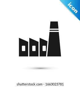 Grey Oil and gas industrial factory building icon isolated on white background.  Vector Illustration