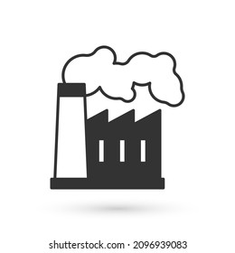 Grey Oil and gas industrial factory building icon isolated on white background.  Vector