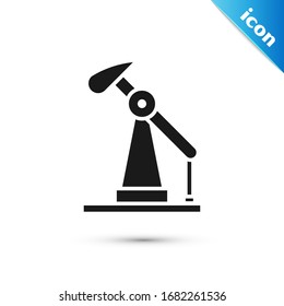 Grey Oil pump or pump jack icon isolated on white background. Oil rig.  Vector Illustration