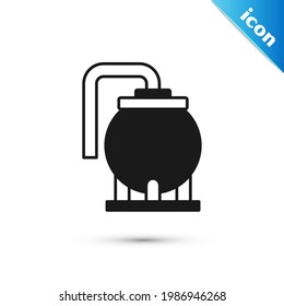 Grey Oil tank storage icon isolated on white background. Vessel tank for oil and gas industrial. Oil tank technology station.  Vector