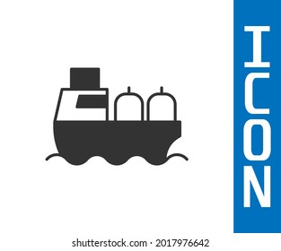 Grey Oil tanker ship icon isolated on white background.  Vector