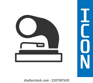 Grey Old gramophone icon isolated on white background.  Vector
