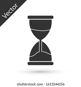 Grey Old hourglass with flowing sand icon isolated on white background. Sand clock sign. Business and time management concept.  Vector Illustration