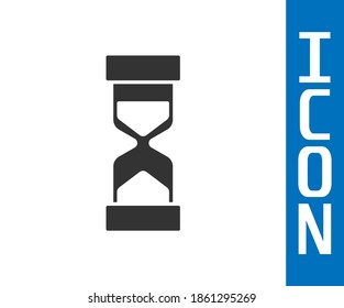 Grey Old hourglass with flowing sand icon isolated on white background. Sand clock sign. Business and time management concept.  Vector